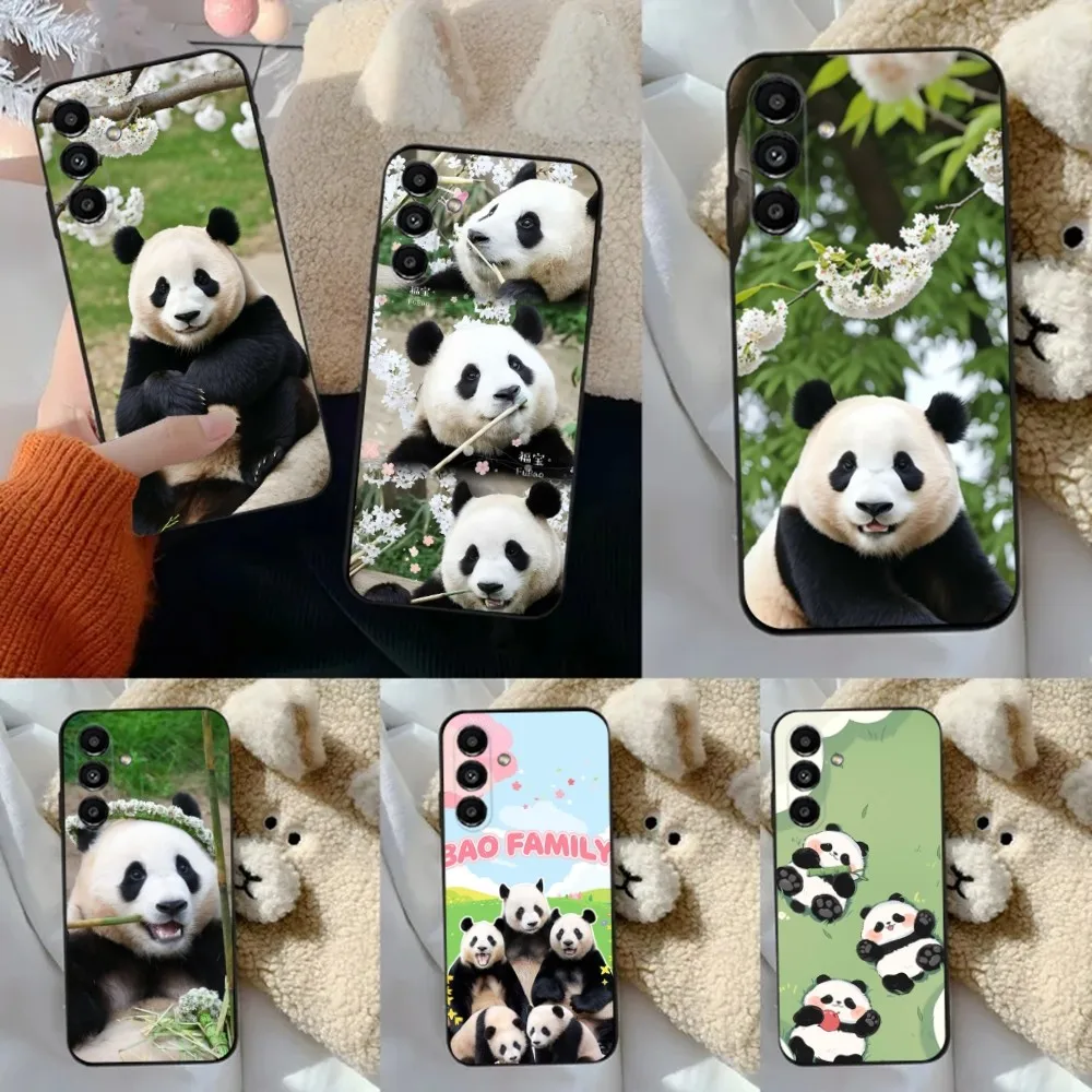 fubao panda Phone Case For Samsung S24,23,22,30,21,10,9,Ultra,Plus,Lite,FE,5G Black Soft Case