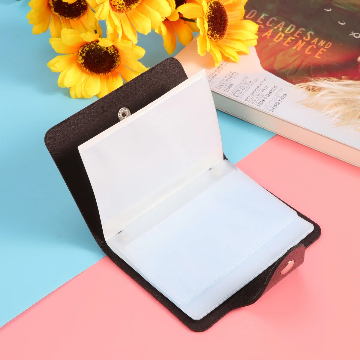 1 قطعة 12 فتحات حامل بطاقة Pu منظم مدمج لبطاقات الائتمان المفاجئة إغلاق خفيفة الوزن حقيبة سفر محفظة حقيبة #5