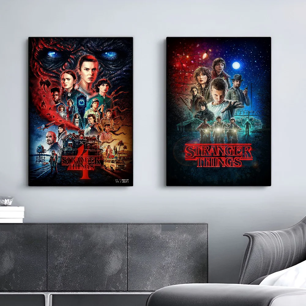 Stranger Things Movie  Poster Self-adhesive Art Waterproof Paper Sticker Coffee House Bar Room Wall Decor