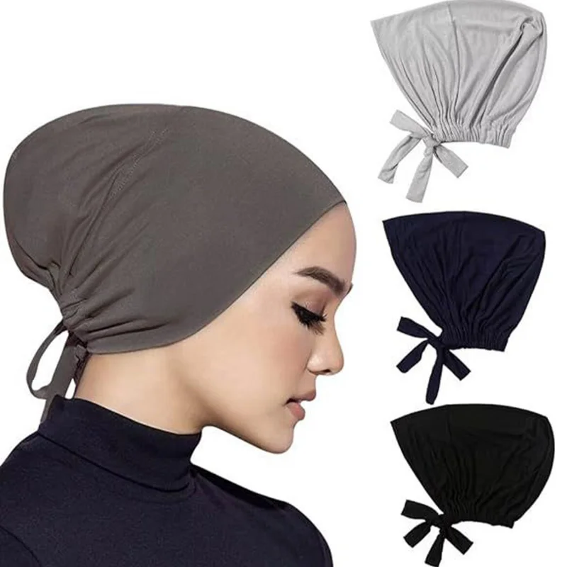 Cross-Border New Arrival Cross Sleeve Cap Muslim Kerchief Bottoming Hood Solid Color Pullover Hui Small Hat Factory direct sales