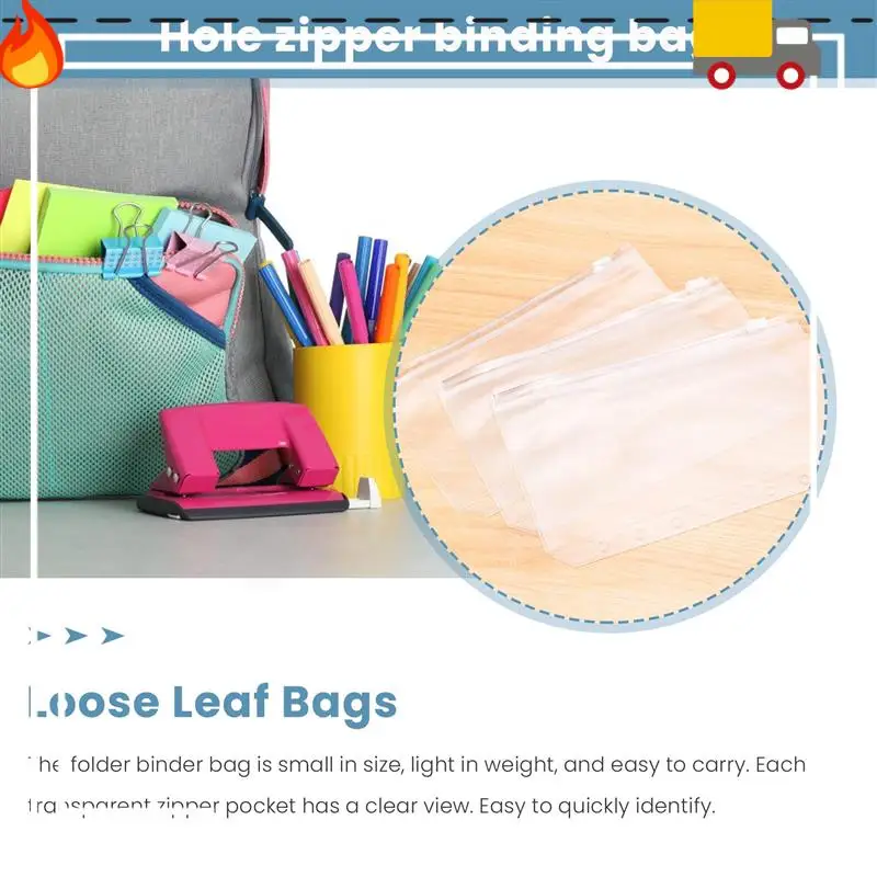 

Discount-34 PCS Binder Pockets A6 Size 6 Holes Zipper Binder Pouch Folders Clear Waterproof PVC Loose Leaf Bags For 6 Ring Binde