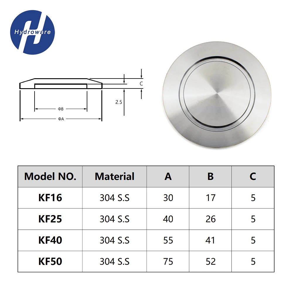 SS304 Stainless Steel KF Vacuum Blind Plate | KF Flange End Cover Blank Cap | High Vacuum Fitting for Vacuum Systems