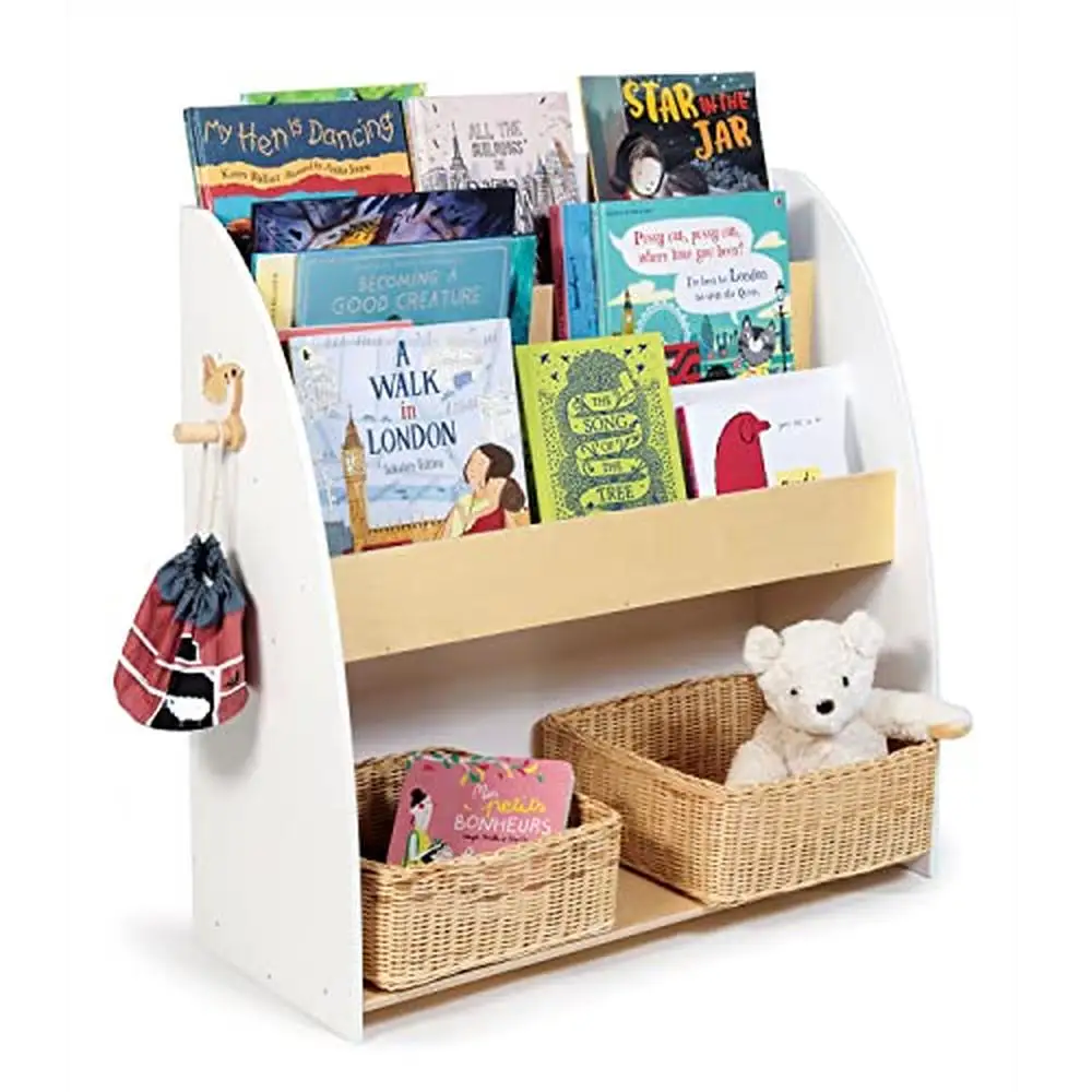 Neutrale Witte Bos Boekenkast Speelgoed Organizer 3 Planken Stevige Eco-Vriendelijke Kid 'S Slaapkamer Opslag Boekenplank Speelgoeddoos Organizer