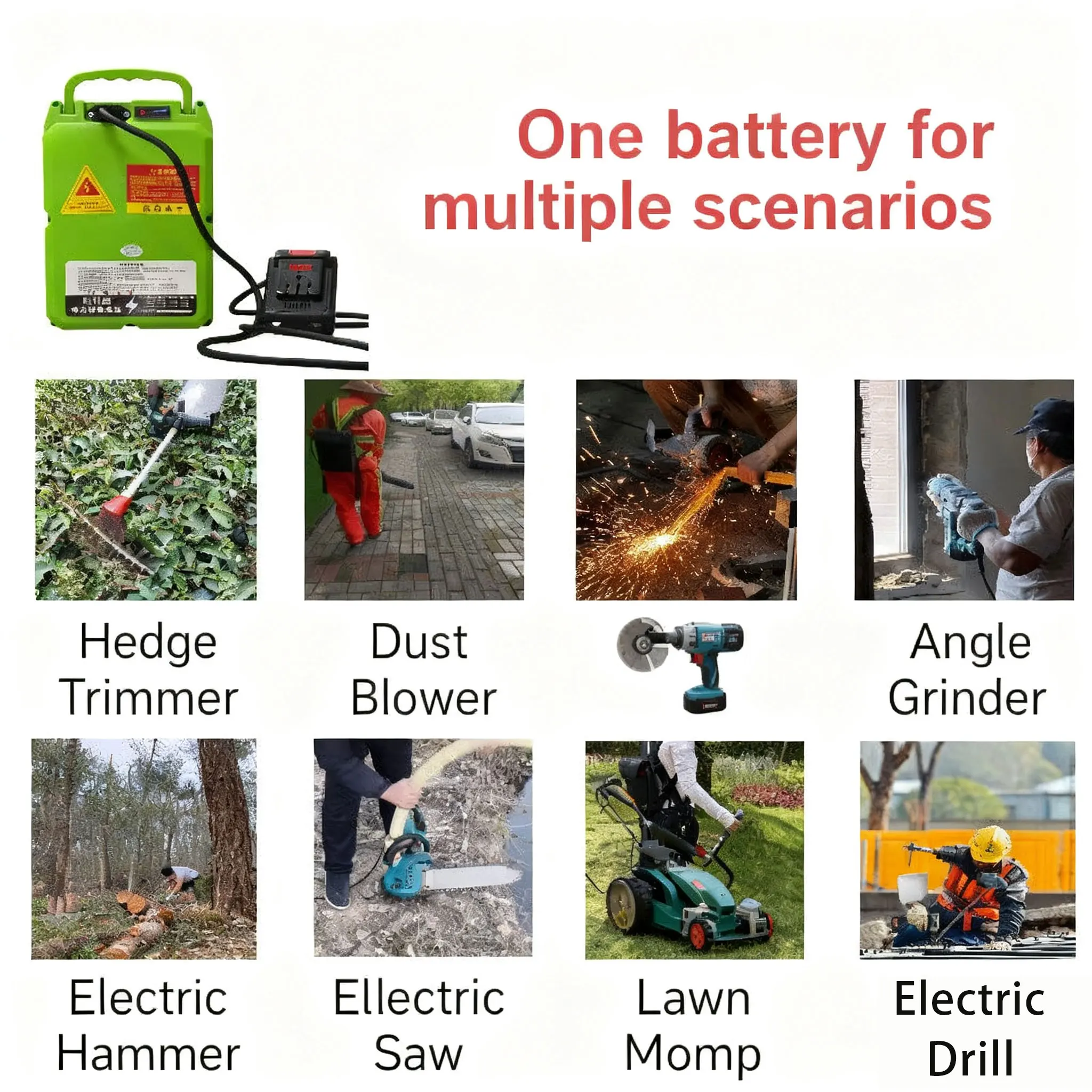 21V lithiová baterie typu batoh 30Ah/50Ah/90Ah vhodná pro připojovací kabel Makita, elektrický šroubovák, sekačku na trávu - náhled 5