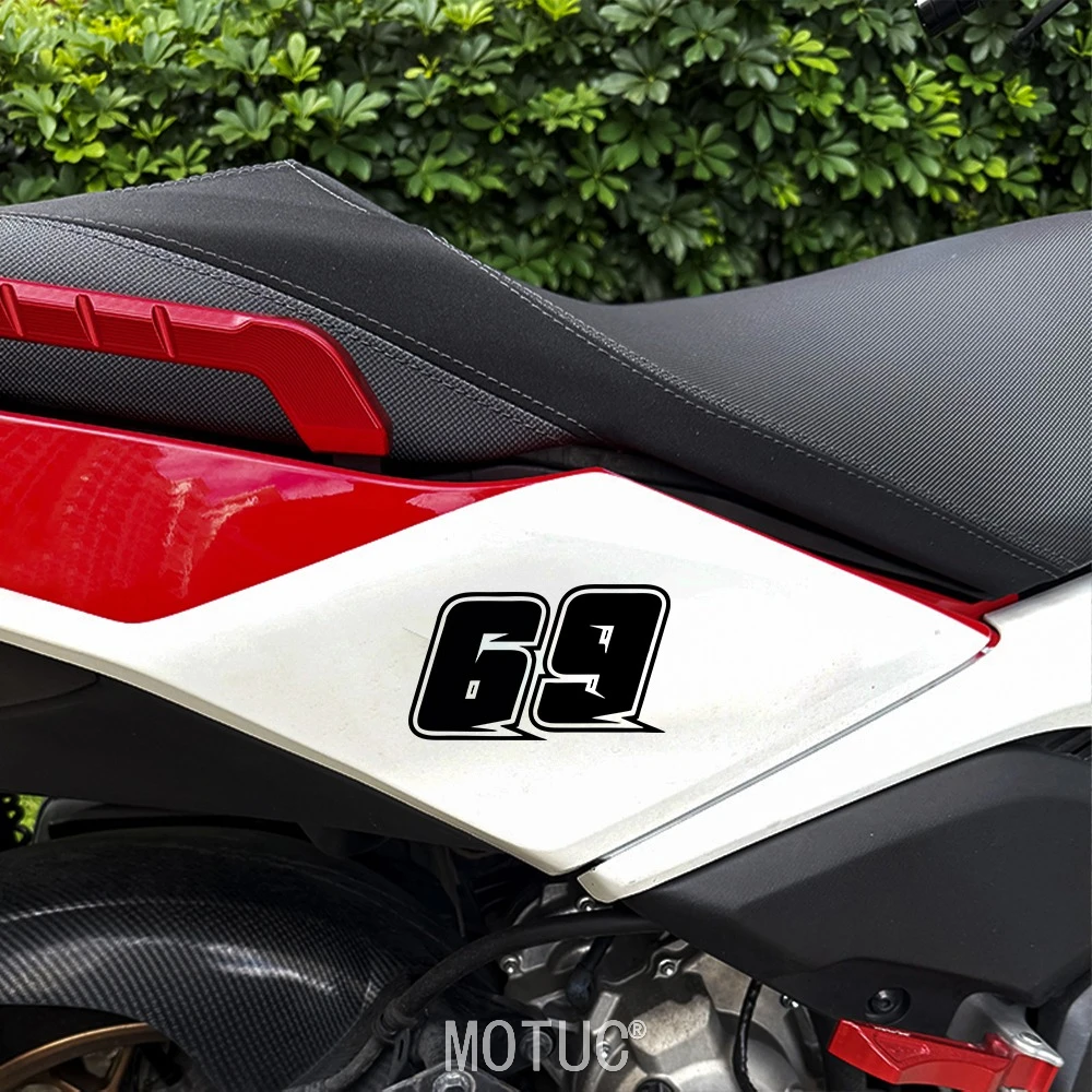 2 pegatinas negras de vinilo impermeables y duraderas para números de carreras de motocicleta, para tanque de combustible, carenado, casco, bicicleta, scooter, decoración