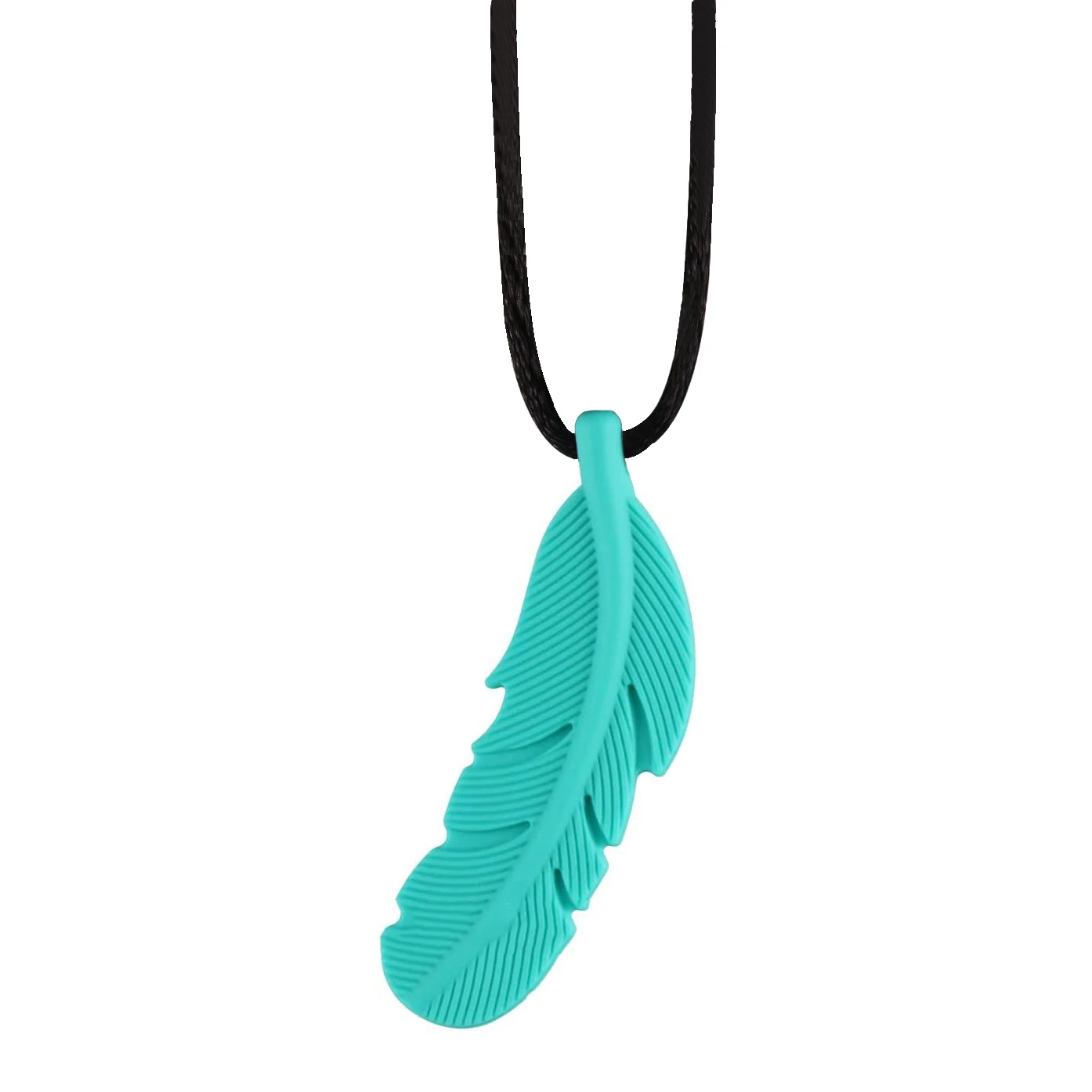 Cool Food-grade Silicone Necklace Chew Feather Pendant with Color of Macaron 1 Pcs Beautiful Stress Relieve Accessory Gift