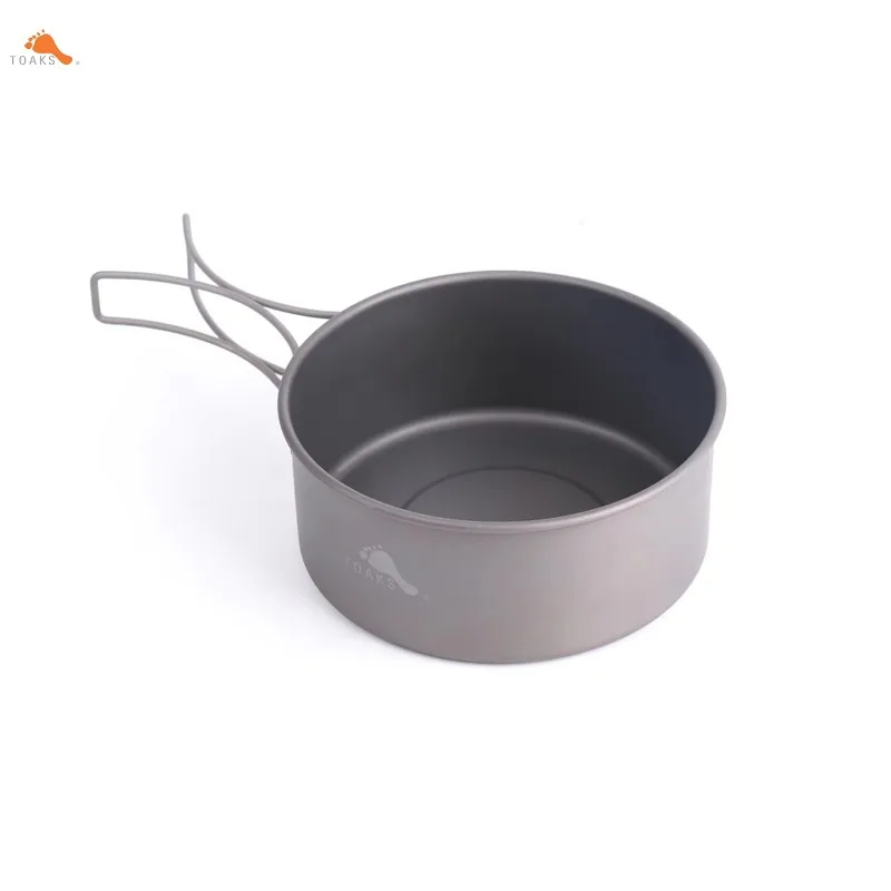 TOAKS Titanium Bowl, Outdoor Camping Equipment Cookware Tableware  with Foldable Handle 550ml D103MM or D118MM