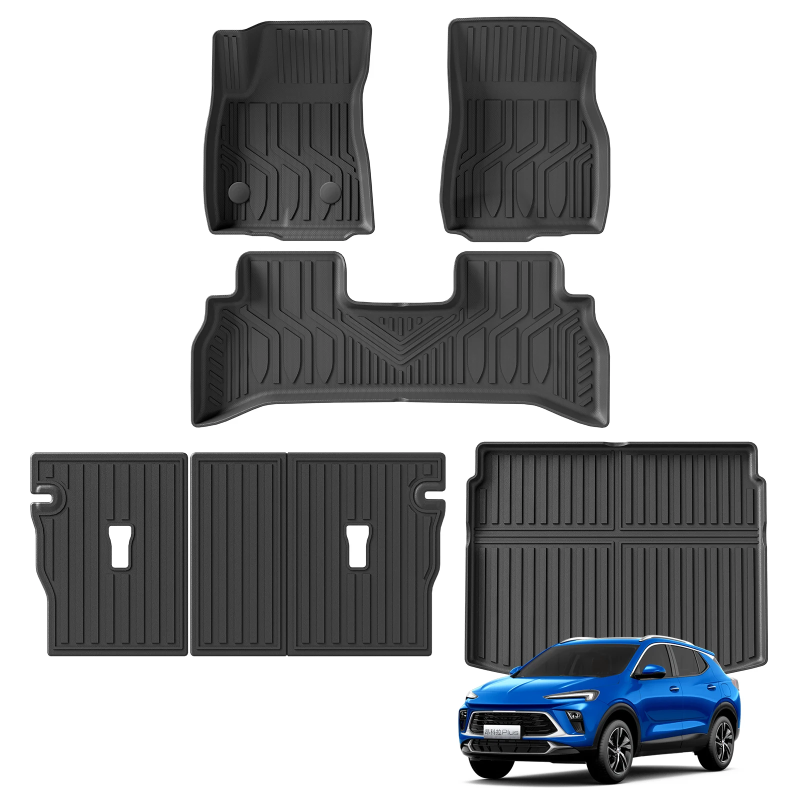 for Buick Encore GX 2024 TPE 3D Car Floor Mat Cargo Liner Trunk Backrest Pad Waterproof All Weather Black