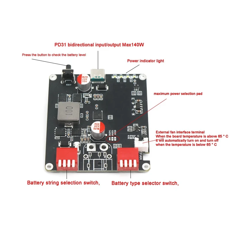 PD3.1 140W Bidirectional Fast Charging Module IP2366 2S 3S 4S 5S 6S Lithium Battery Charging Board Li-Ion Lifepo4 BMS