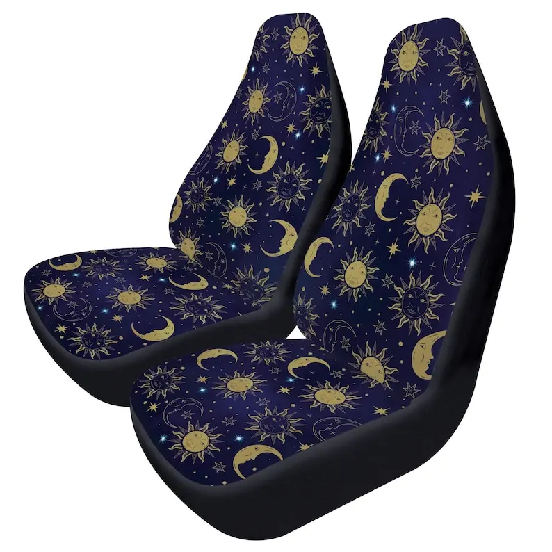 Night Sky Sun Moon Car Seat Covers, Celestial Sky, Astronomy Car Seat Protector, Starry Sky Front Seat Cover, Unique