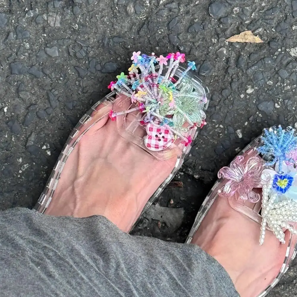 1 مجموعة يدويا مطرز هلام الأحذية الصنادل الرياضية اكسسوارات الأحذية السحر DIY الزخرفية حذاء زهرة النعال أبازيم ملونة