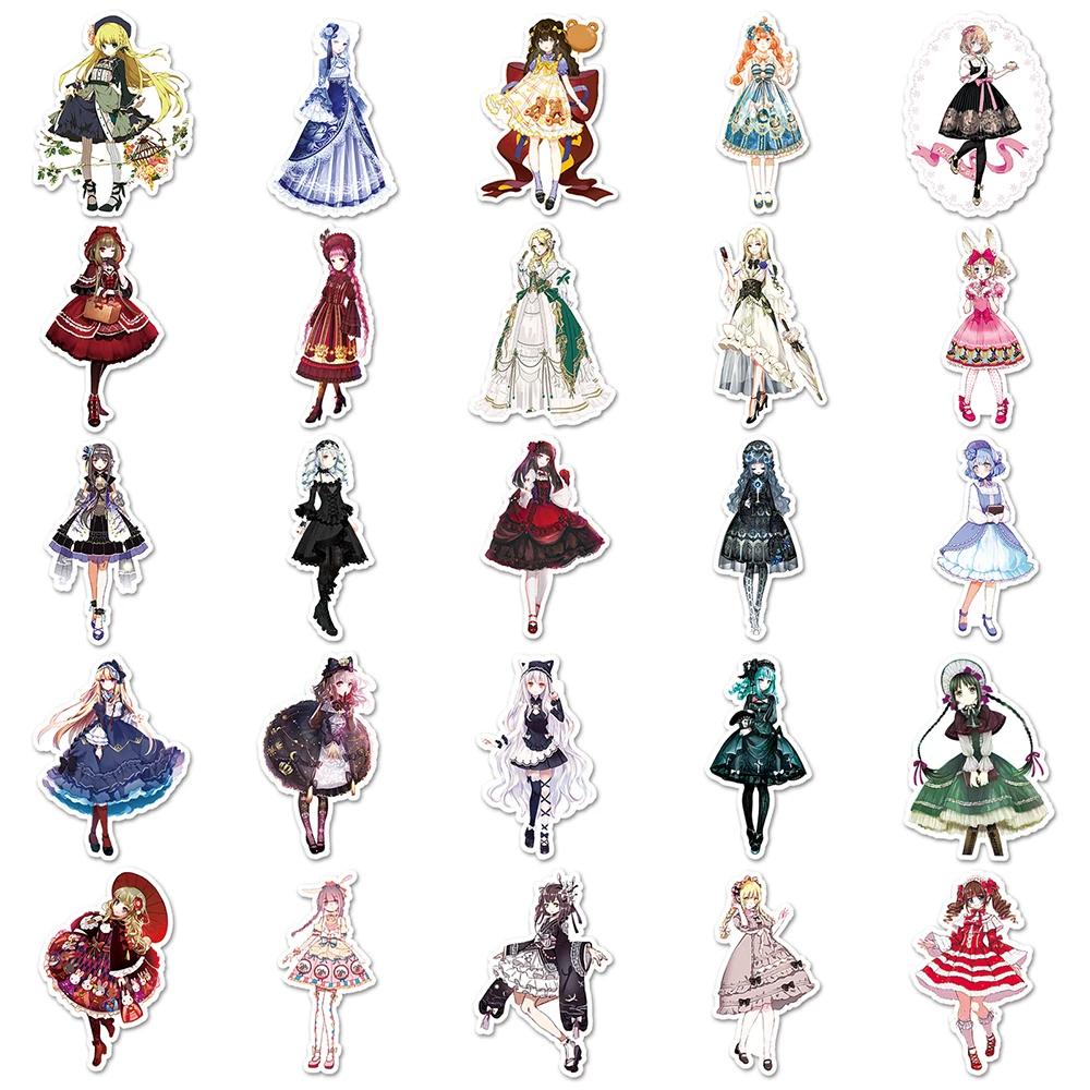 Kawaii Anime Lolita Adesivos para Meninas, Adesivos Bonitos, Decalques Estéticos, Computador Portátil, Scrapbook, Mala, Bicicleta, Adesivo Kid Cartoon, Brinquedo, 10 Pcs, 30 Pcs, 50 Pcs