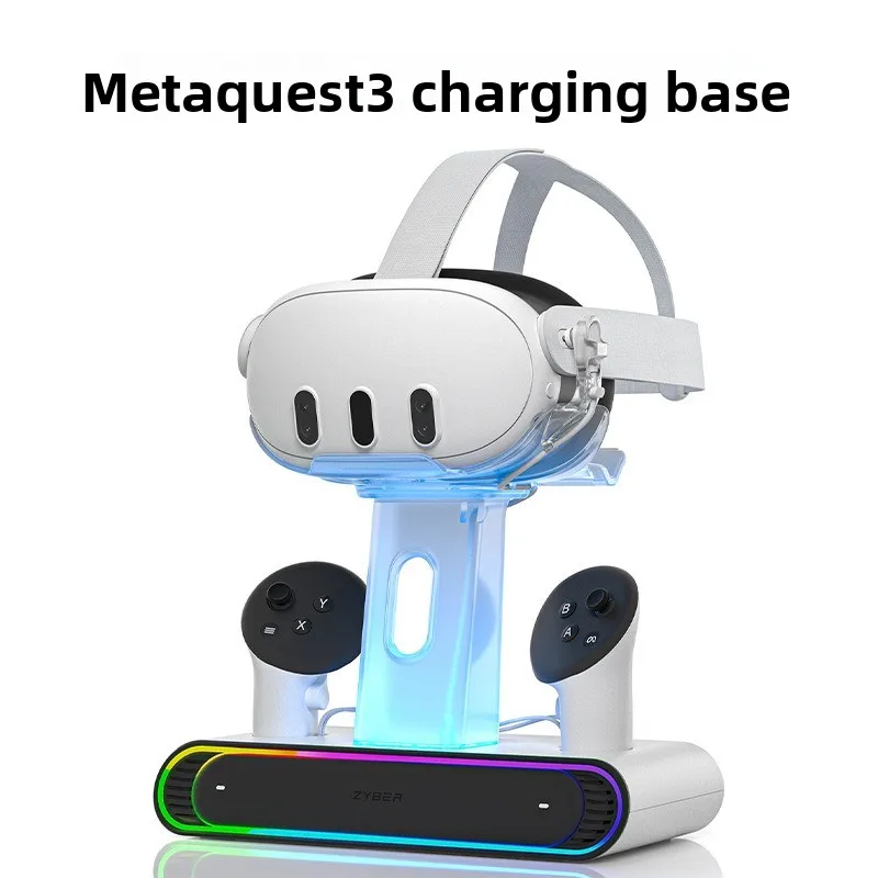 For Meta Quest 3/3S Charging Dock with LED Light, ABS VR Headset Stand Holder, Sturdy Surround Design To Prevent Falling