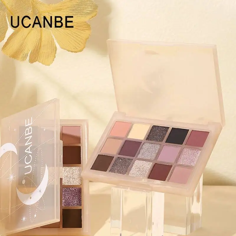 Ucanbe 15-color Eyeshadow Palette, Smoky Makeup, Earth Tones, Orange, Black, Brown, Daily Makeup For Beginners