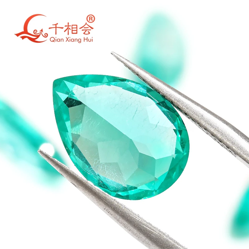 بارايبا مع مختبر على شكل كمثرى متوهج بالنيون، عقيق ألومنيوم إيتريوم مع تشملات مجوهرات من حجر الأحجار الكريمة تشبه النيون YAG #5