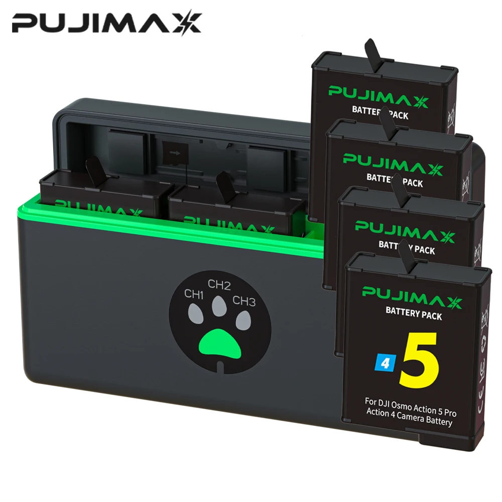 

Pujimax For DJI Osmo 360 2100mAh Replacement Li-ion Battery For DJI Osmo Action 5 Pro/4/3 Charger Box for DJI Osmo 360/4/5Pro