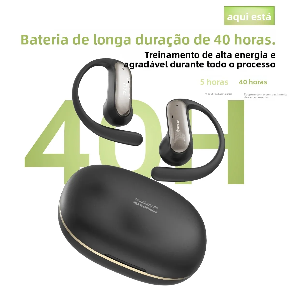Htc ne52 bluetooth v6.0 fones de ouvido ai esportes sem fio fones tradutor ai com microfone baixo poderoso longa vida
