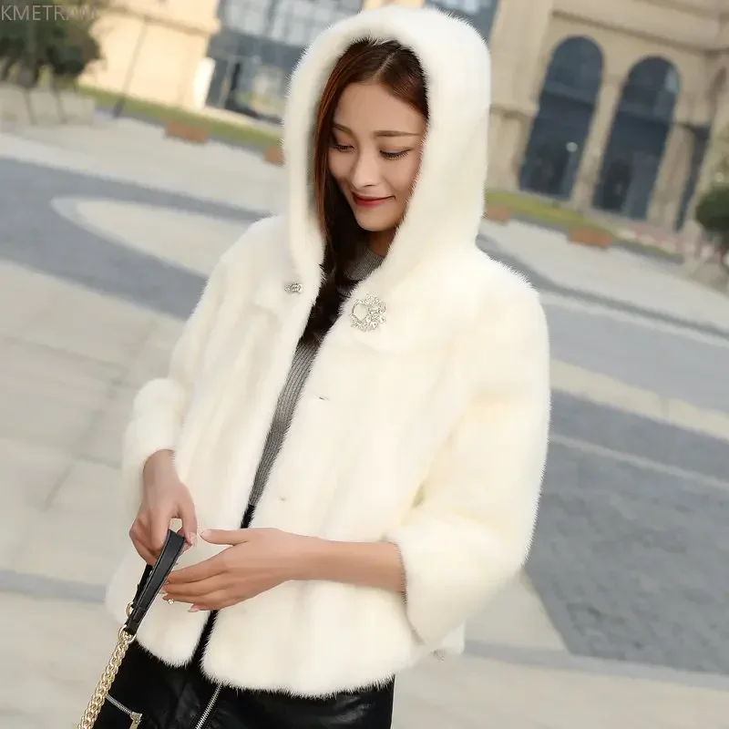 Natural Mink Fur Coat Women Clothing 2024 Luxury Winter Hooded Mink Fur Jacket for Women Short Real Fur Coats Mink Jackets Woman