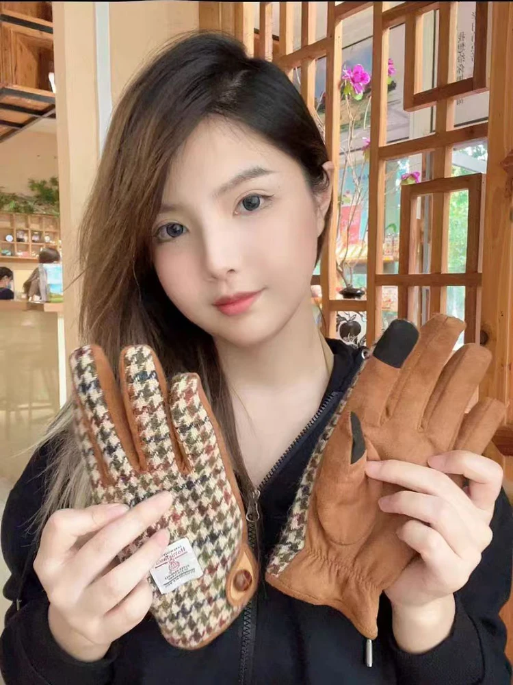 カップル用-hsd-harris-メンズ＆レディース-冬用フリース裏地付きタッチスクリーンウール手袋-柔らかく快適で柔軟な指のデザイン