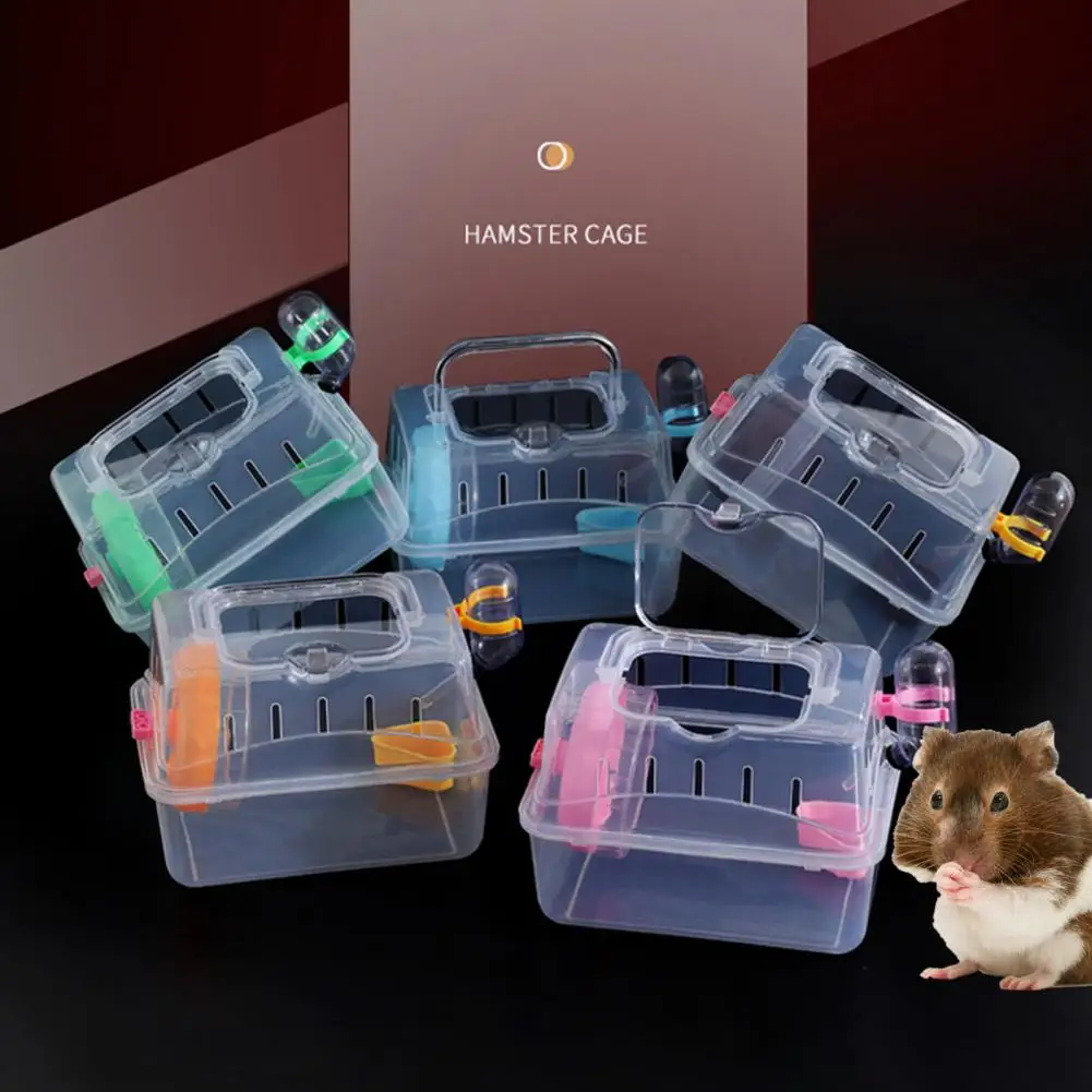 Eco-friendly Hamster Travel Case with Handle Easy Cleaning Outdoor Small Pet Hamster Breeding Box