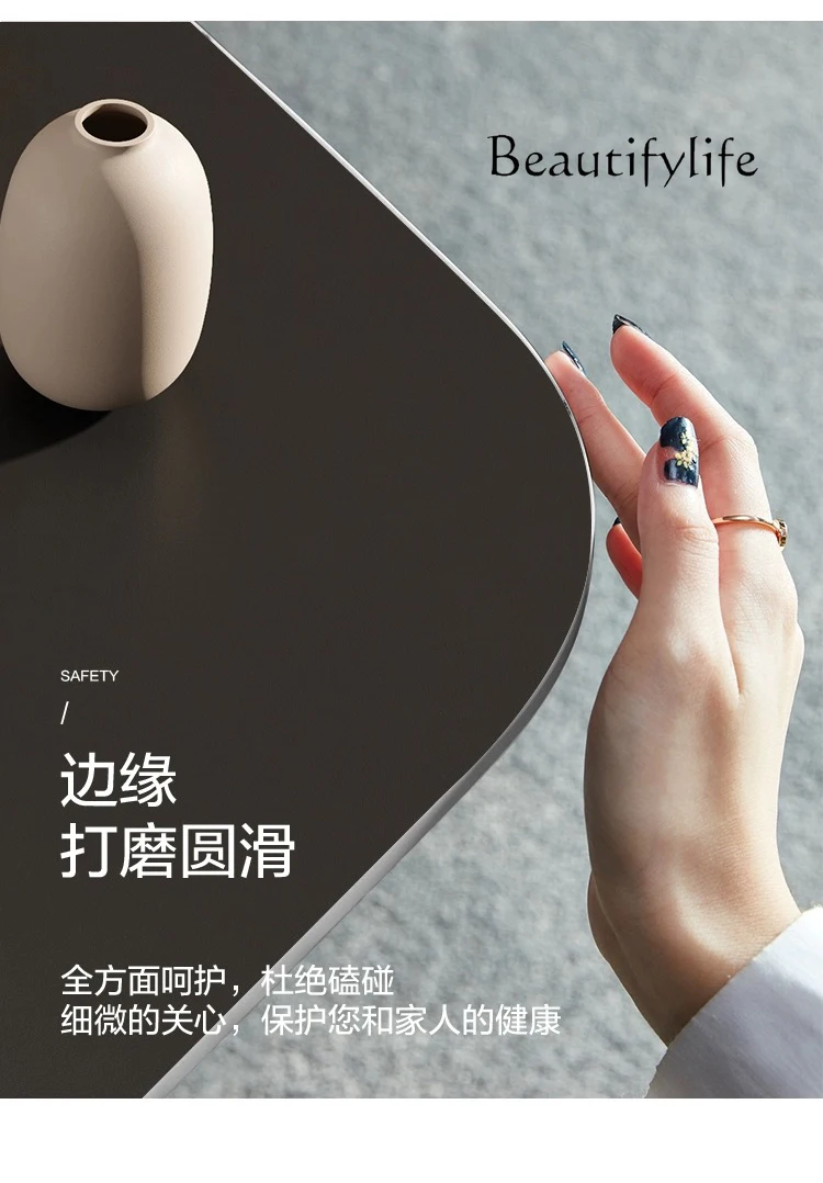 Black medieval rock slab dining table New small household modern simple rectangular dining table