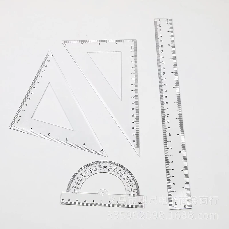 Conjunto de desenho triângulo ângulo reto isósceles triângulo sólido semi-círculo oco régua transferidora semi-círculo