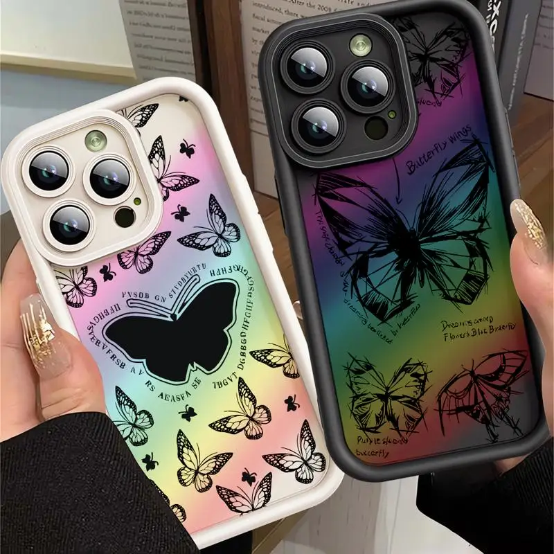 

Чехол INS в стиле ретро с бабочками для Apple iPhone 16 Plus 16 ProMax 16 Pro, мягкий чехол