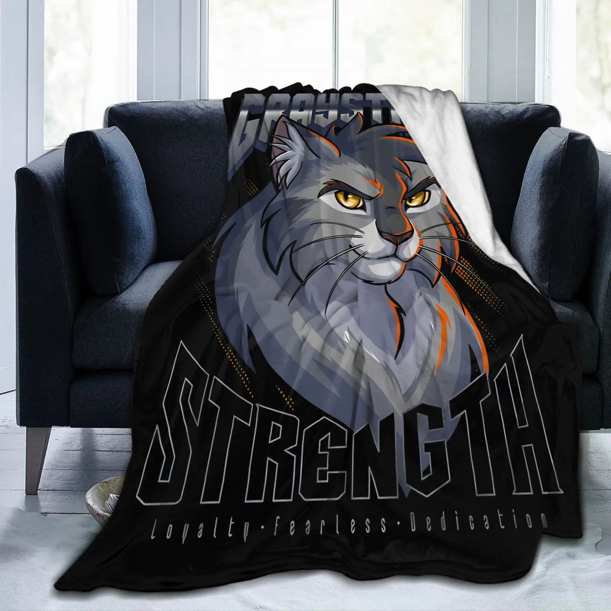 Graystripe Cats Thunder-Clan Blanket Warriors FireStar Flannel Bedding Throw Blankets Home Couch Ultra-Soft Gift Breathable