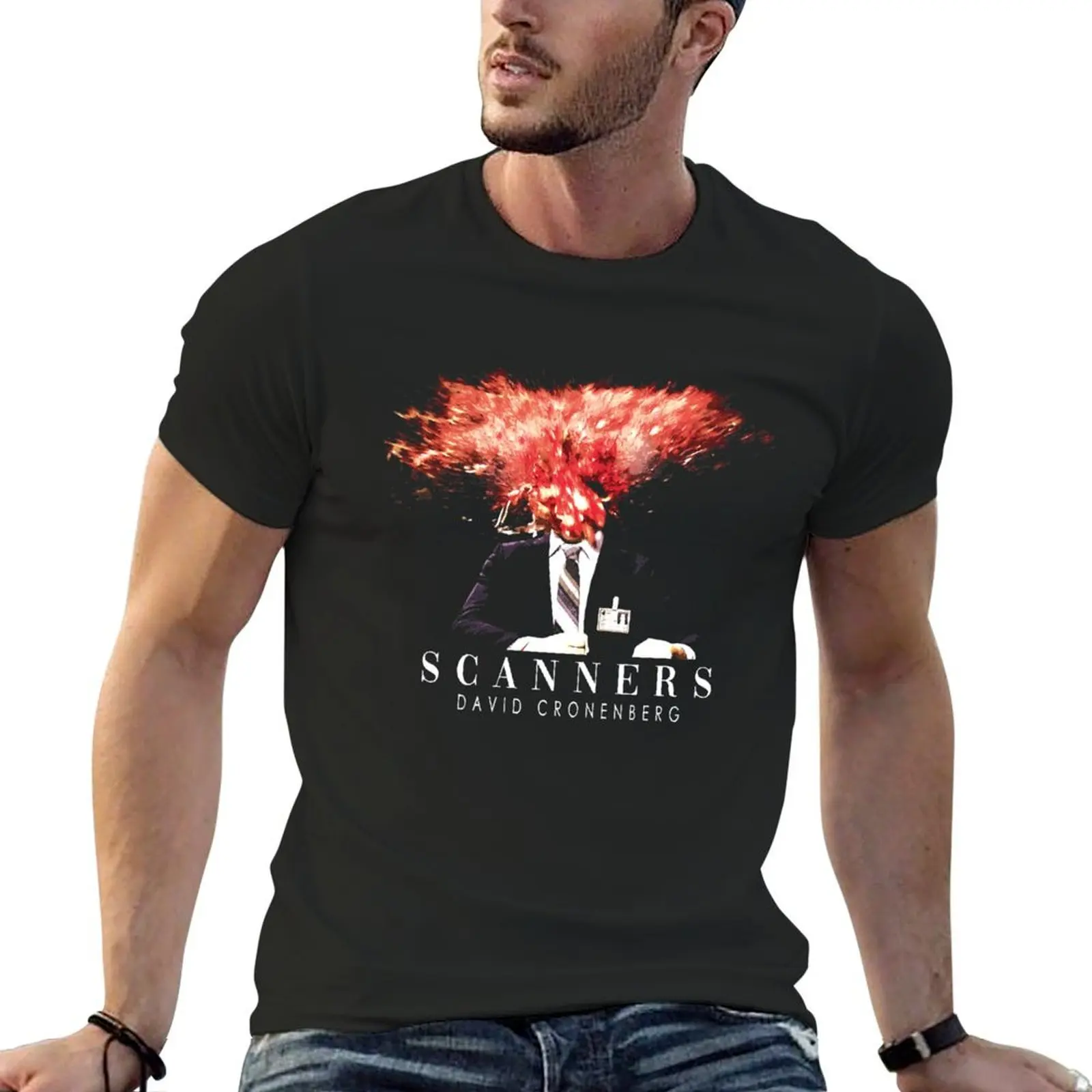 Scanners Movie Halloween Horror scifi film T-Shirt blacks Blouse mens graphic t-shirts