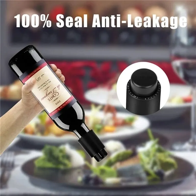 Wine Plug Vacuum Retain Freshness Champagne Stopper Red Wine Stopper Stainless Steel Wine Bottle Cap Leak-Proof Sealing image 2
