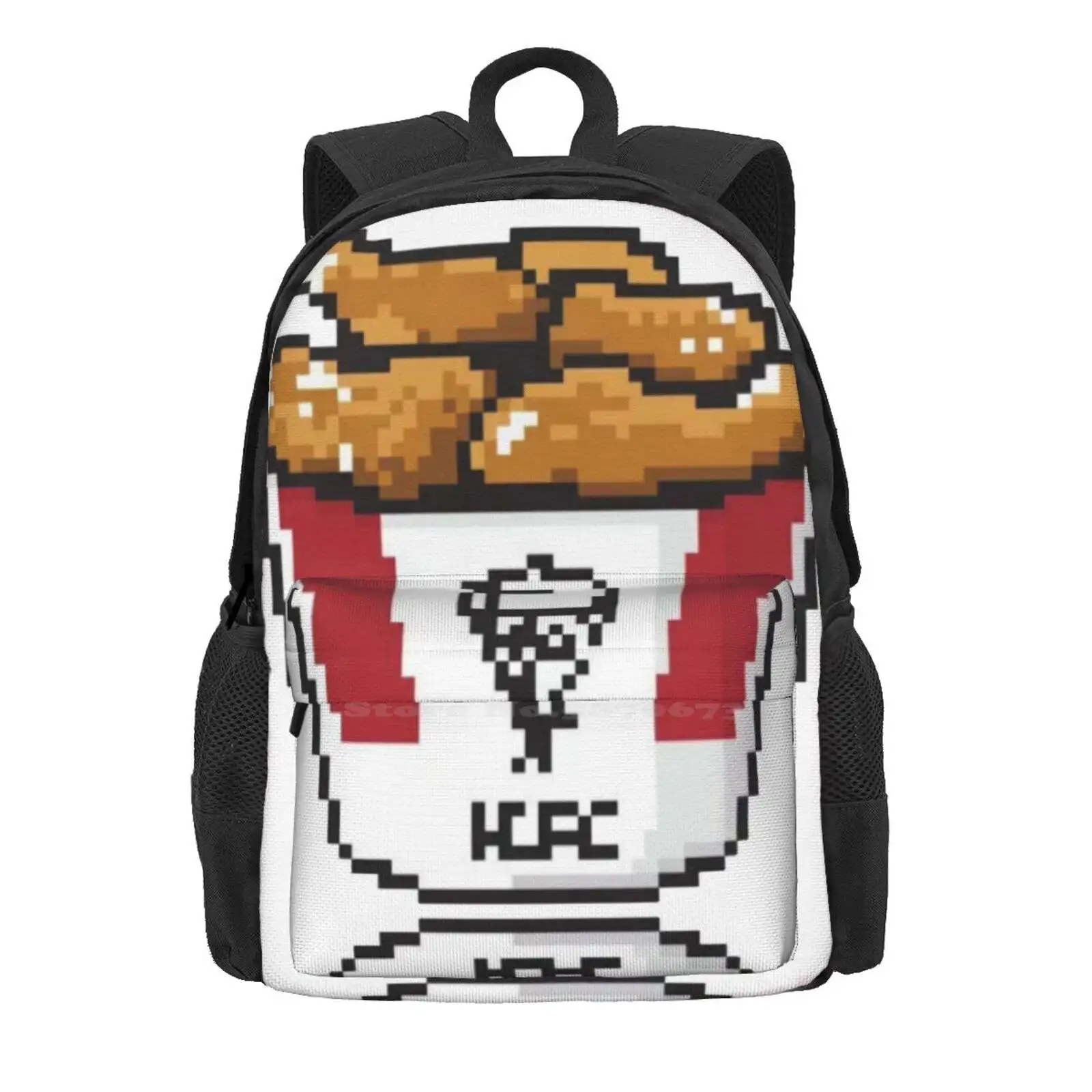 Kfc Bucket Pixel Art New Arrivals Unisex Bags Student Bag Backpack Fried Chicken Fried Chicken Bucket Bucket Of Chicken Chicken