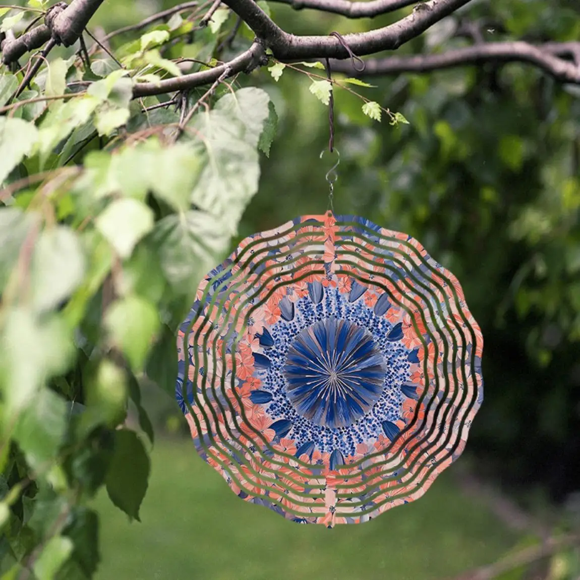 CIFBUY Windspiele in leuchtendem Blau-Orange, handgefertigt, für den Garten, elegante Geschenke für Freunde und Familie