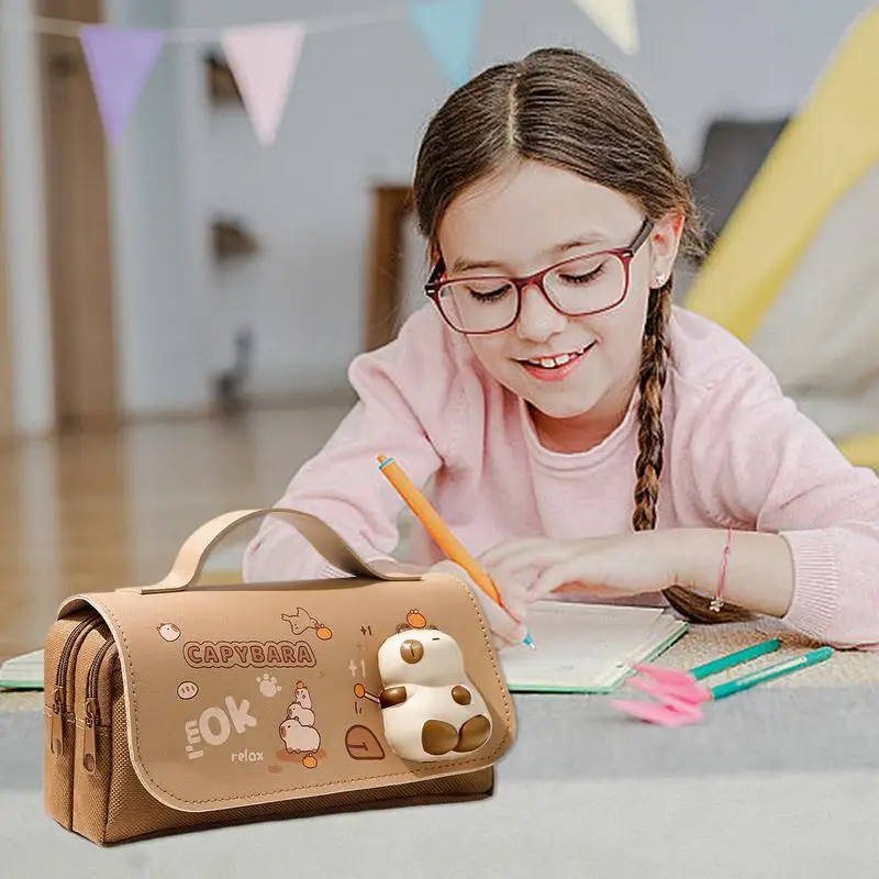 كابيبارا-حقيبة أقلام رصاص بسعة كبيرة للفتيات ، حقيبة ماركر ، حقيبة قلم ، حقيبة فيدجيت ، منظم ، صندوق أقلام رصاص جمالي