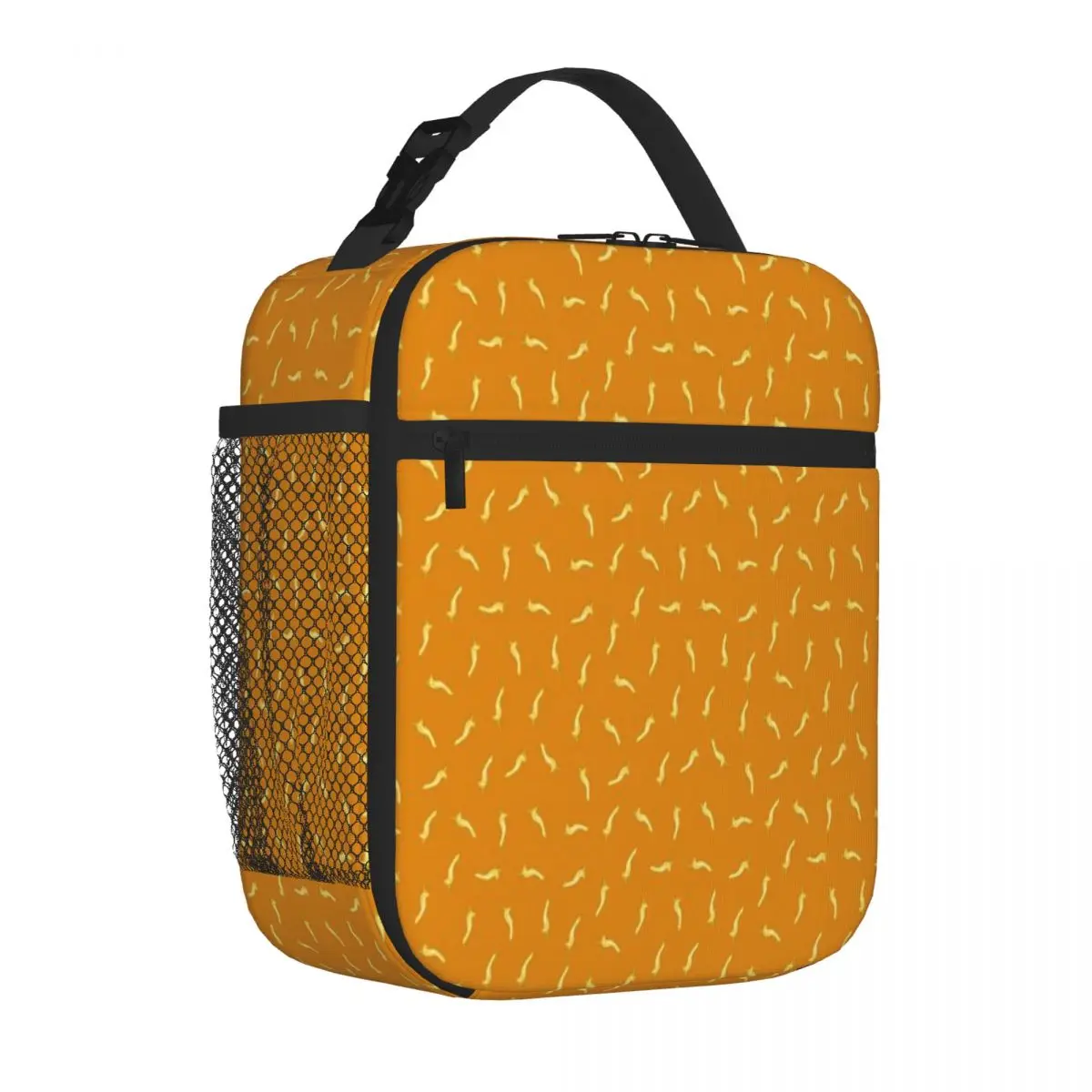 Hot Sale Pasta Campanelle Orange Background Embossed Picnic Lunch Bag Errand Run Food Tote Bag
