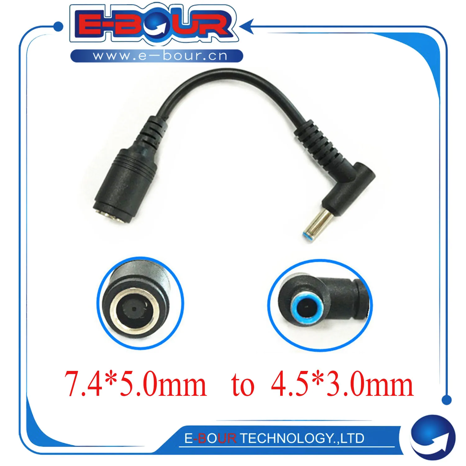 Kabel konverter pengisian daya DC, kabel 7.4mm x 5.0mm ke 4.5mm x 3.0mm, adaptor pengisi daya soket DC kabel 15.6cm