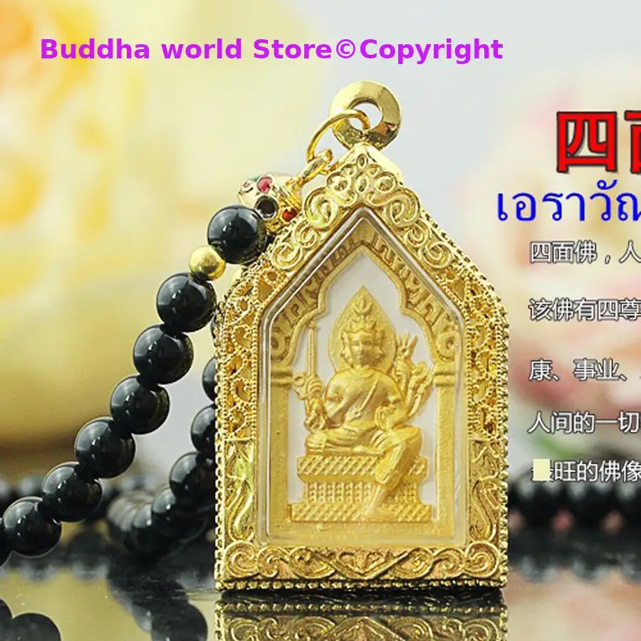 Asia Thailand Buddhism temple efficacious protect safe good luck health bring money SI MIAN FO God Buddha Amulet Pendant