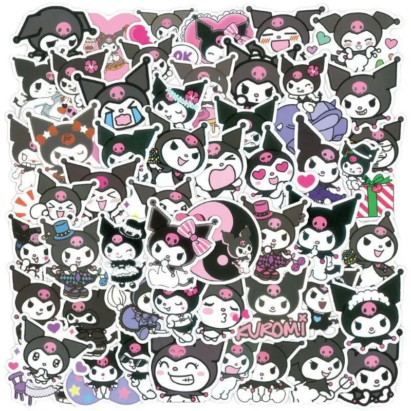 Hot 100pcs Kawaii My Melody Kuromi Hello Kitty Stickers for Kids Girls DIY Laptop Phone Diary Cute Cartoon Sanrio Sticker Decals