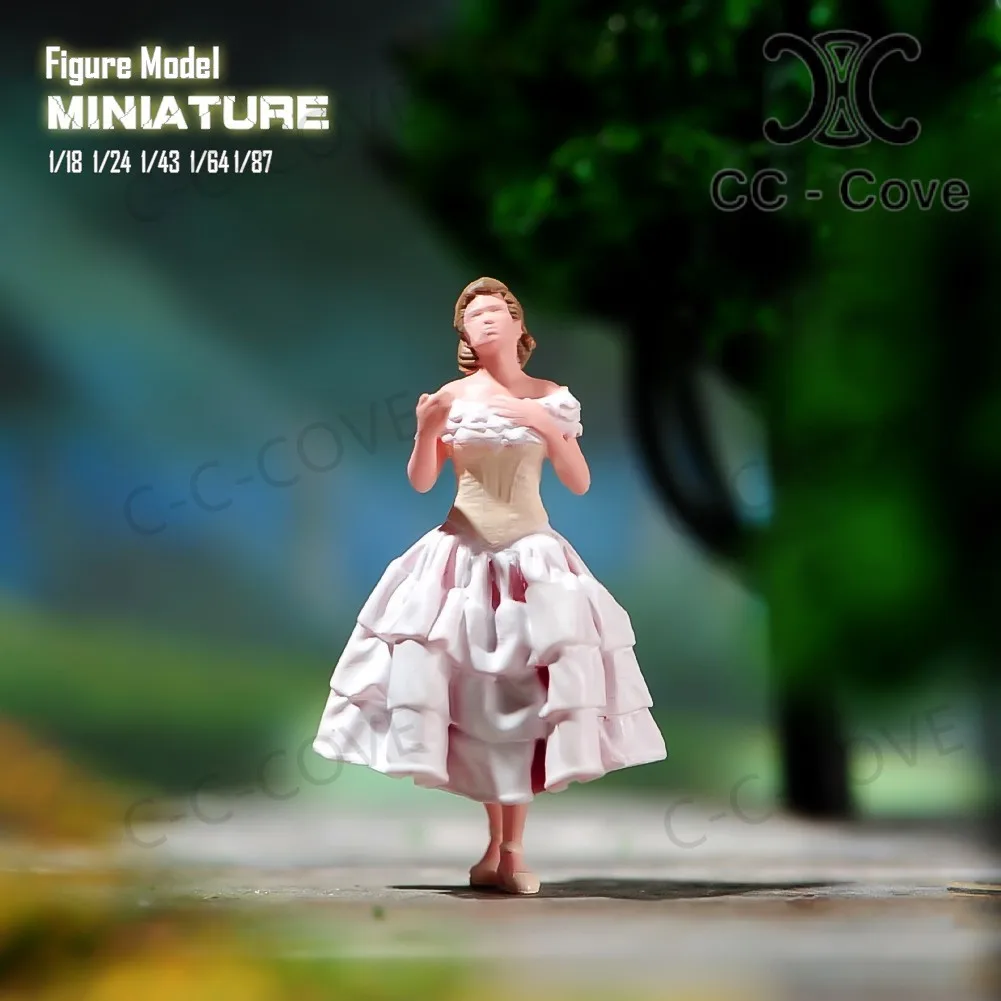 Painted Miniatures 1/18 1/24 1/43 1/64 1/87 A Girl Wearing A Fluffy Skirt Immersed In Music Figure Model Toys View Decoration