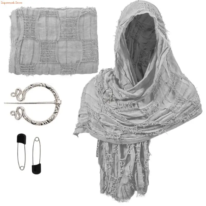 Q5WE Medieval Chal Wrap Post Apocalypic Cosplay Cloak para mujeres Partido temático