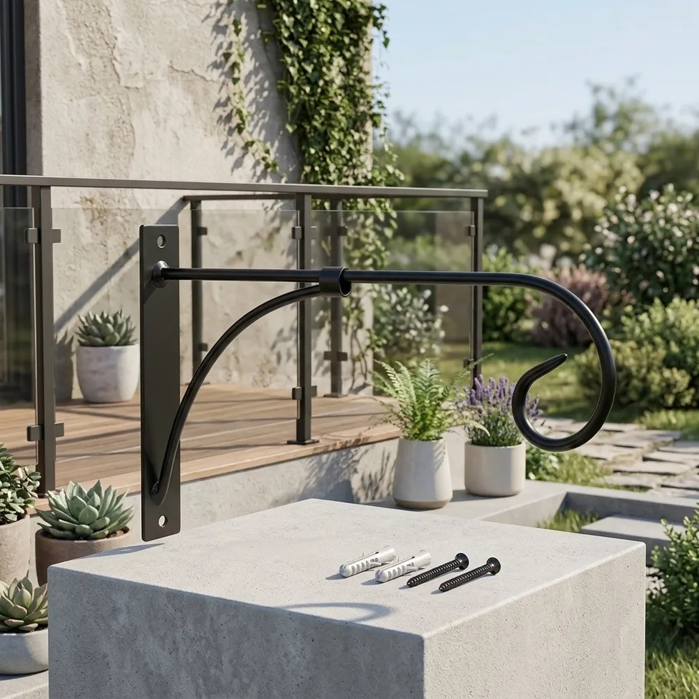 Plant Hanger Bracket Hanging Basket Hook Weather Resistant Finish Elegant Garden Display Hardware Outdoor Decor