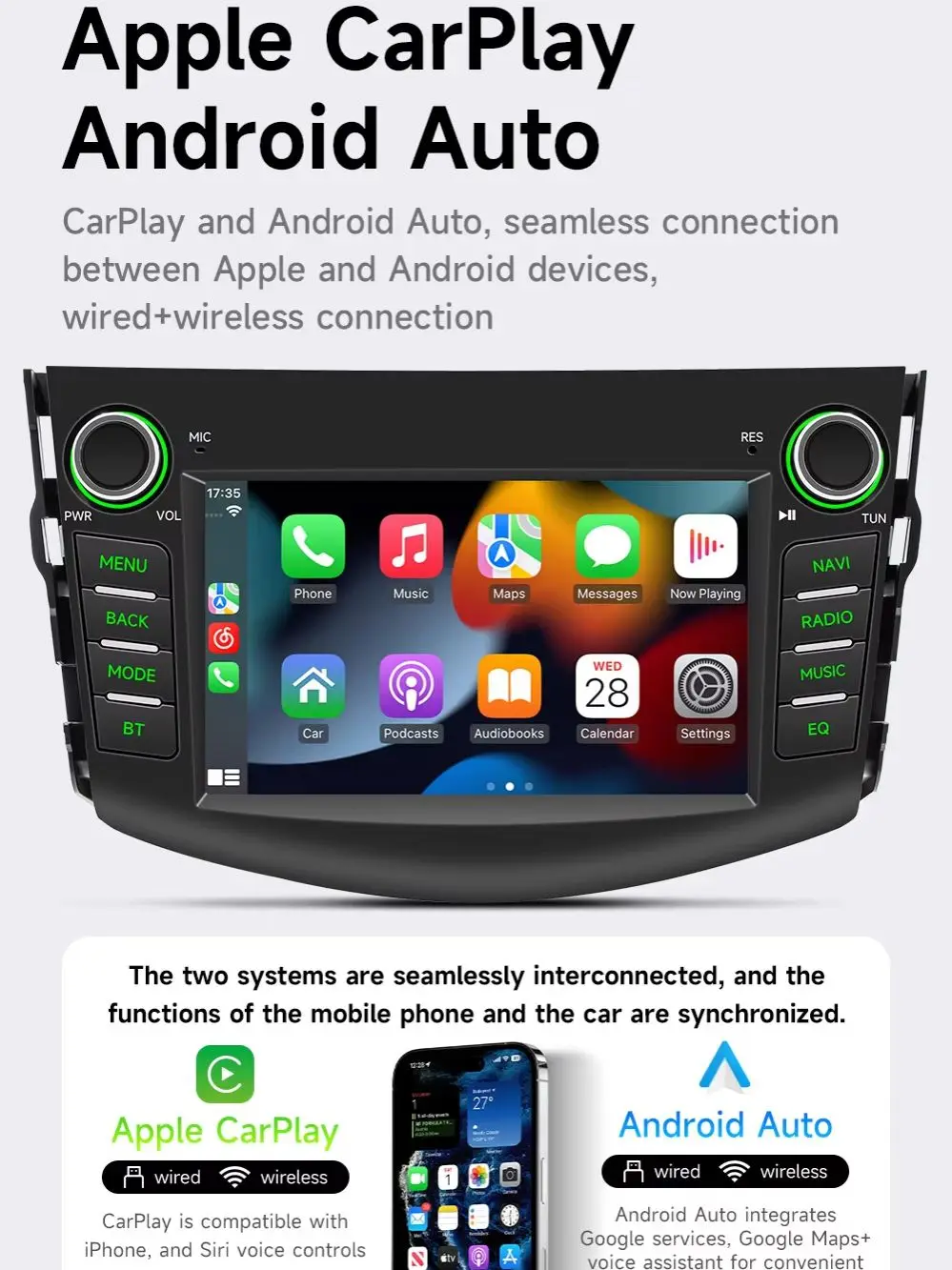 Car Stereo Radio For Toyota RAV4 2006-2012 AM FM BT Wireless Carplay Android Auto DSP GPS Navigation Multimedia Player Head Unit