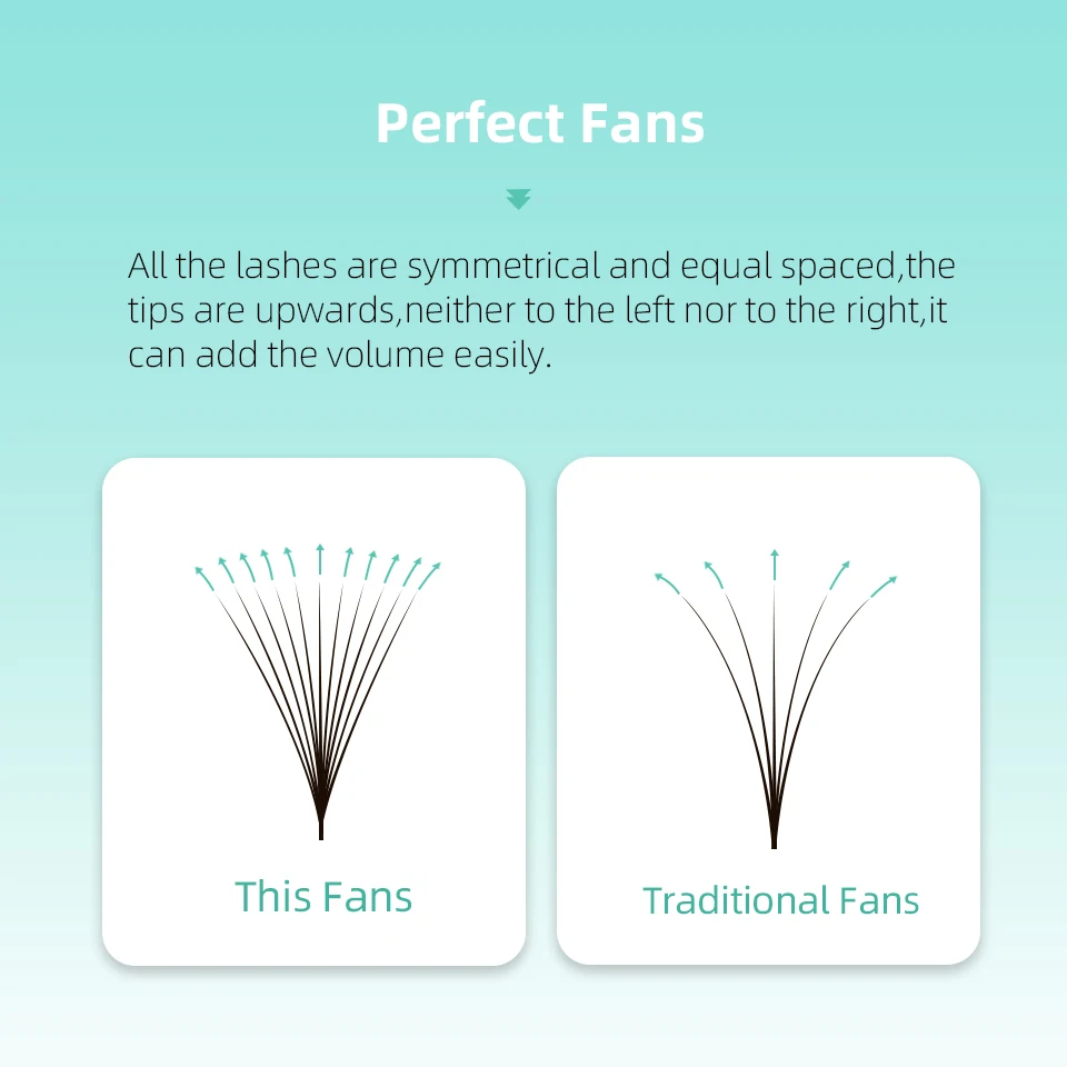 AGUUD Sharp Narrow Stem Premade Fans Eyelash Thin Pointy Base Russian Volume Fans Lash Premade Volume Fans Lashes Makeup Cilios