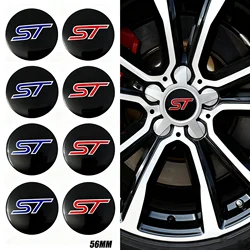 4Pcs 56mm ST Emblem Car Wheel Center Hub Caps Stickers For Focus Edge Mondeo Puma Fiesta Kuga Mustang Shyelby