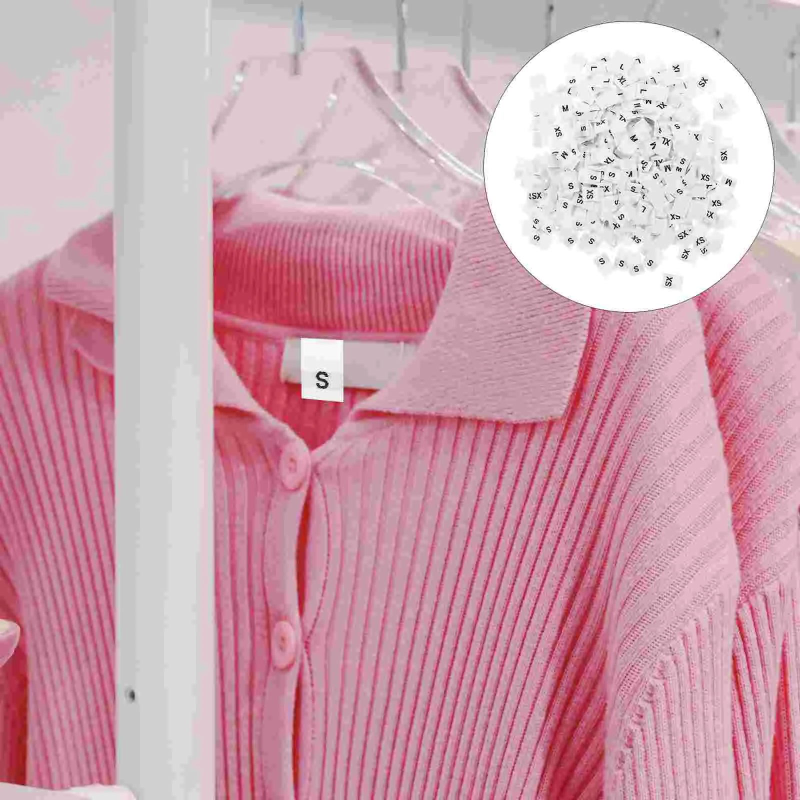 500PCS Clothes Size Labels Folded Cloth Labels General Woven Size Mark Practical Clothing Size Labels for Store Home Use White