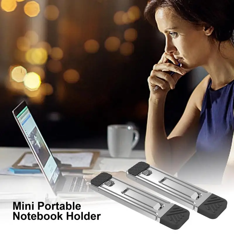 Mini Laptop Holder 2 Pieces Keyboard Holder Feet Notebook Riser Nonslip Aluminium Alloy Heat Dissipation Stand For Travel Home