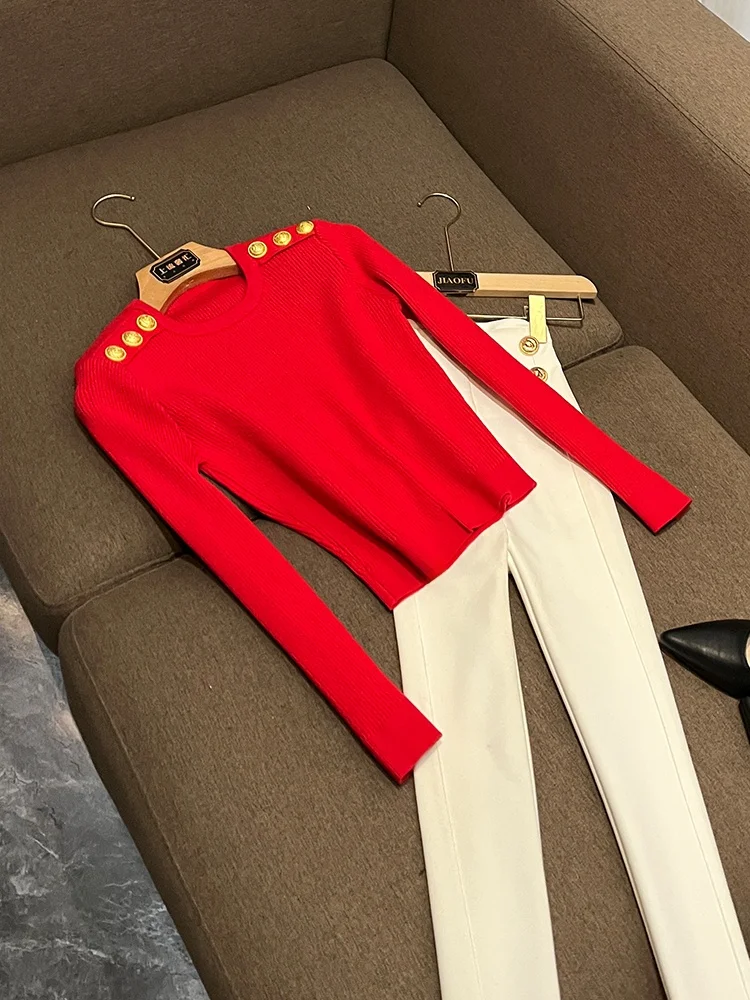 

Женский вязаный шерстяной свитер, круглый Ne Long Sve, классический, универсальный, осенне-зимний, новое поступление, цветной свитер для поездок на работу