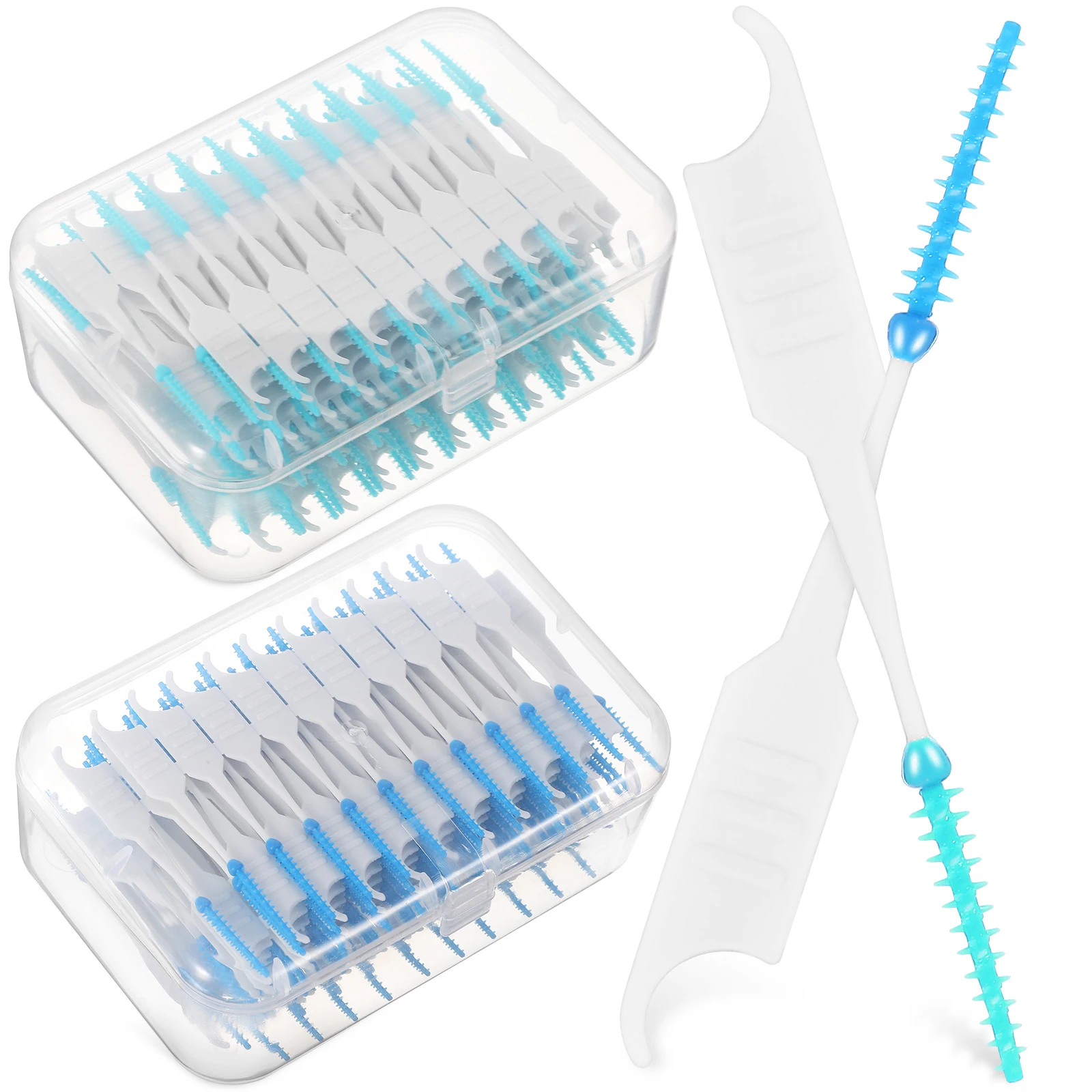 

400 Pcs Interdental Brush 200 Green 200 Blue Soft Silicone Dual Ended Teeth Cleaners for Braces Mini Travel Gum Massage
