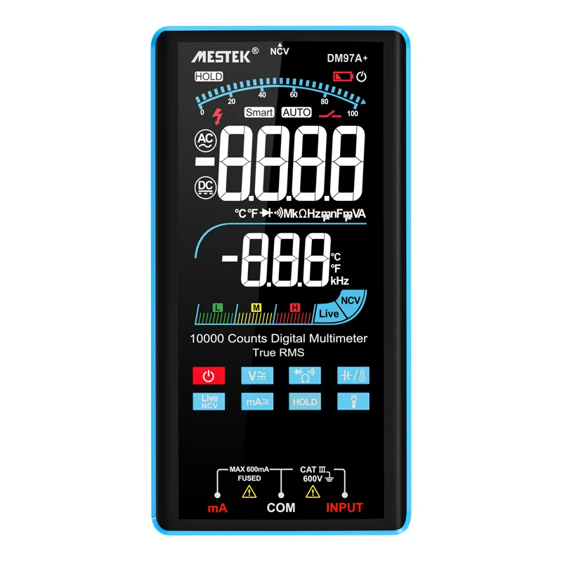 

Auto Range Large Screen Digital DM97A+ AC DC Voltage Current 3.5 Inch HD Color Screen Display NCV Measure Smart Multimeter