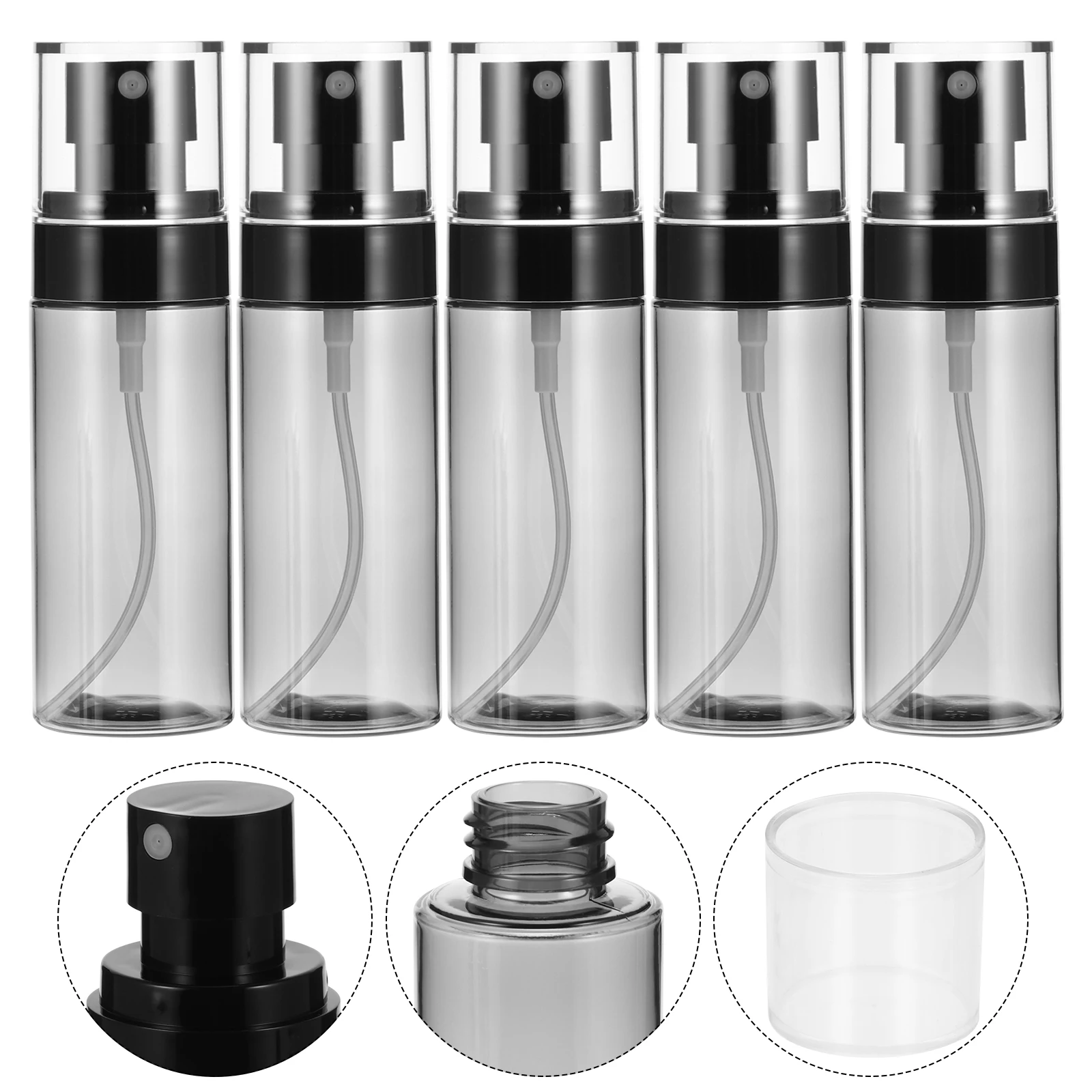 

5Pcs Plastic Spray Vial Refillable Spray Bottle 60ml Sunscreen Dispenser Portable Essential Oil Storage Container