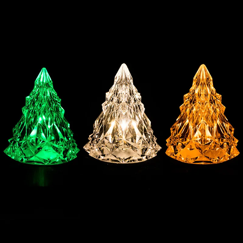 12PCS New Creative LED Chirstmas Tree Electronic Candle Light For Wedding Party Decoration And Eve Crystal Night Glowing Lamb